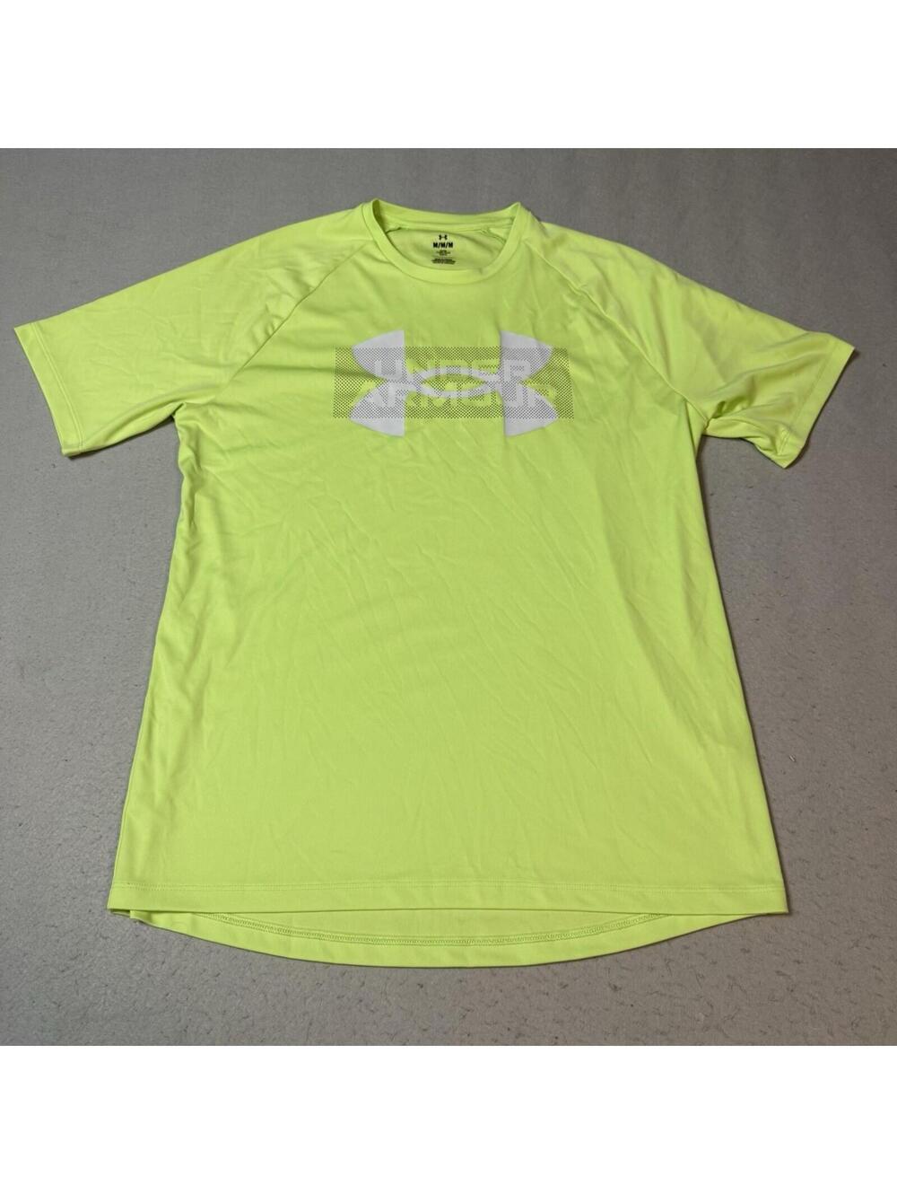 Under Armour HeatGear Neon Yellow Loose Fit‎ Shirt Mens Medium Athletic Tee
